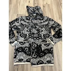 One In A Million thick Hooded zip Cardigan Men White/Black Sz XL